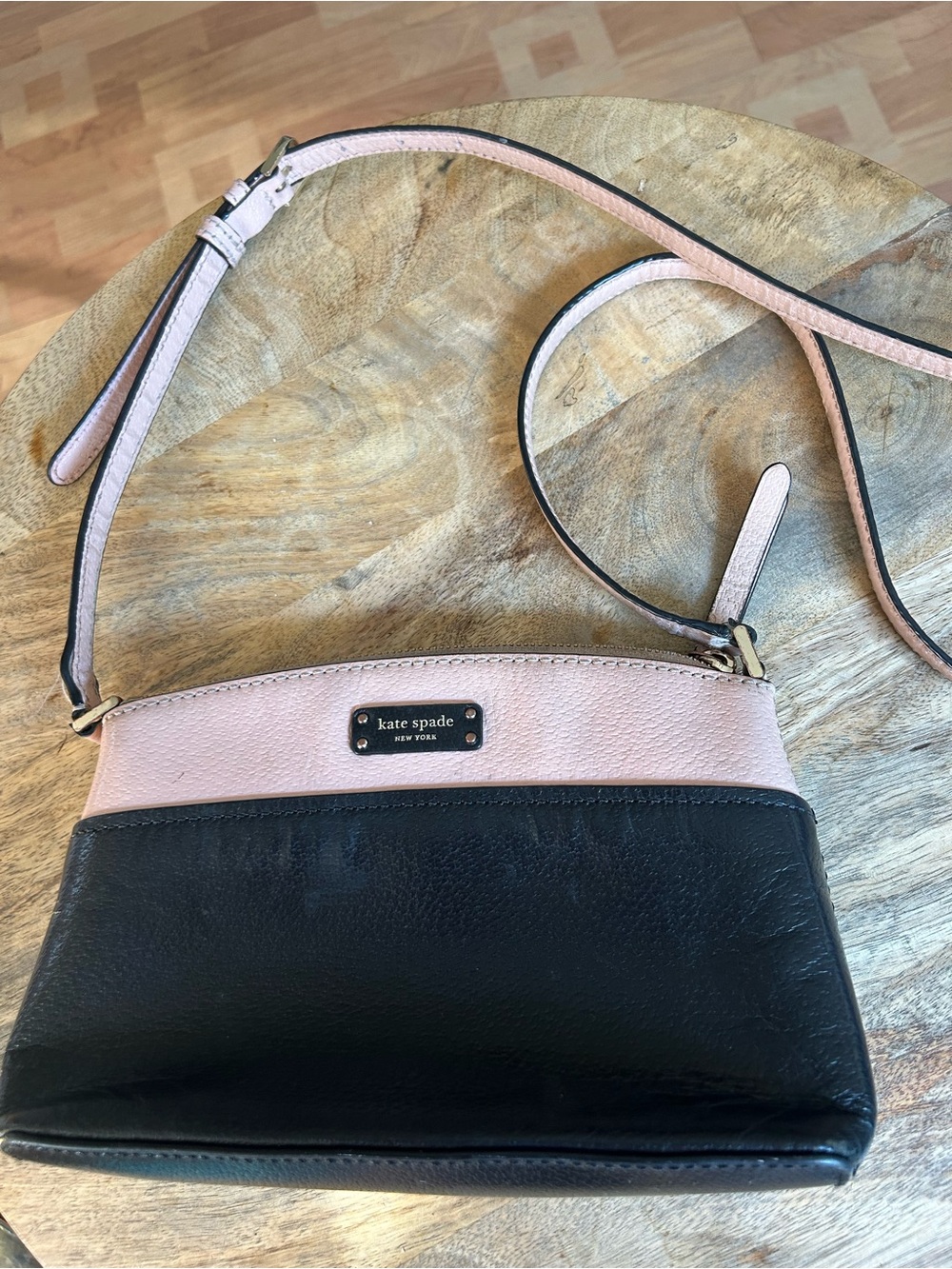 kate spade Pink and Black Two-Tone Leather Shoulder Bag